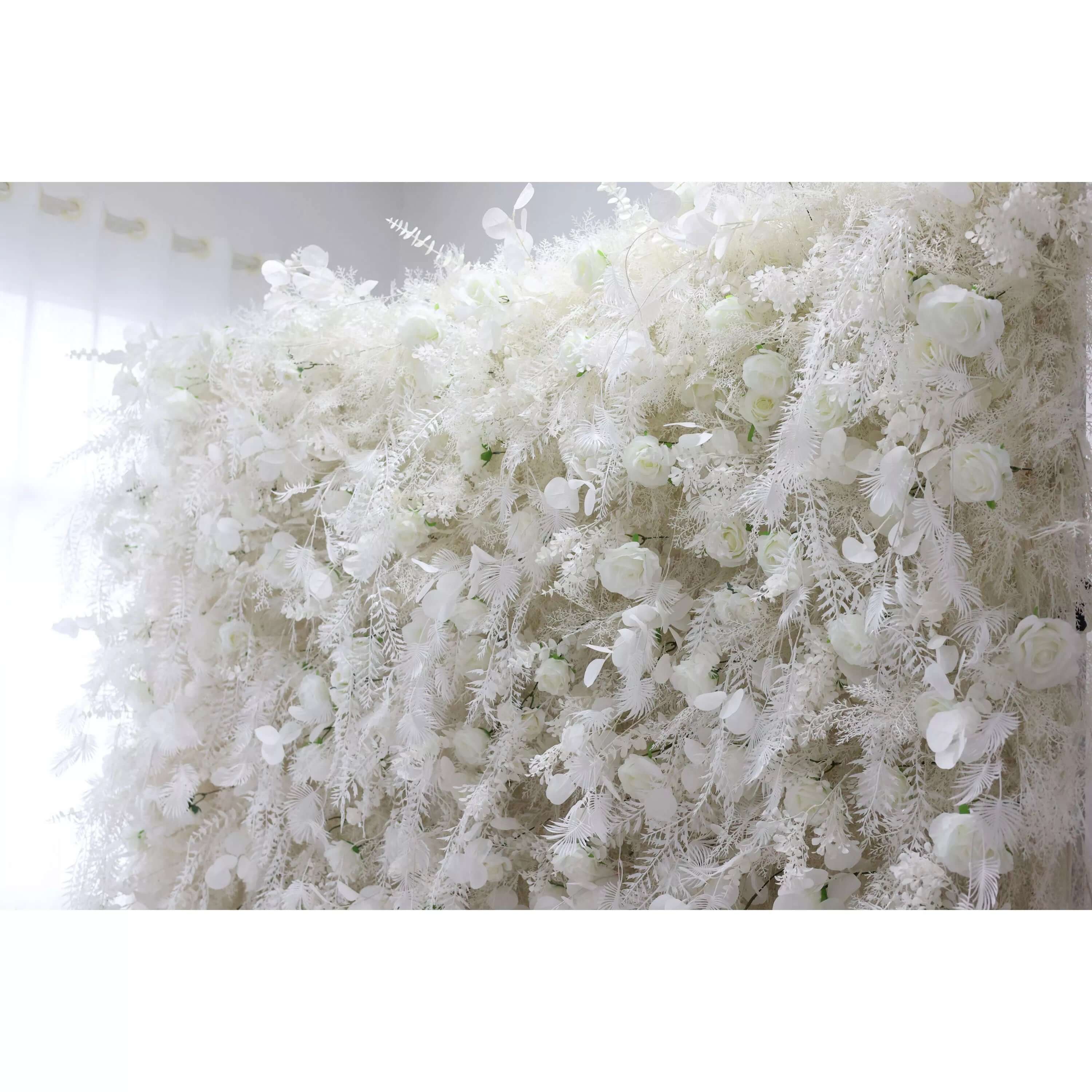 Roseytime 5D White Pampas Wall Roll Up Fabric Back #RTW269