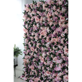 Roseytime 3D Pink&Purple Flower Wall Roll Up Fabric Back #RTW272