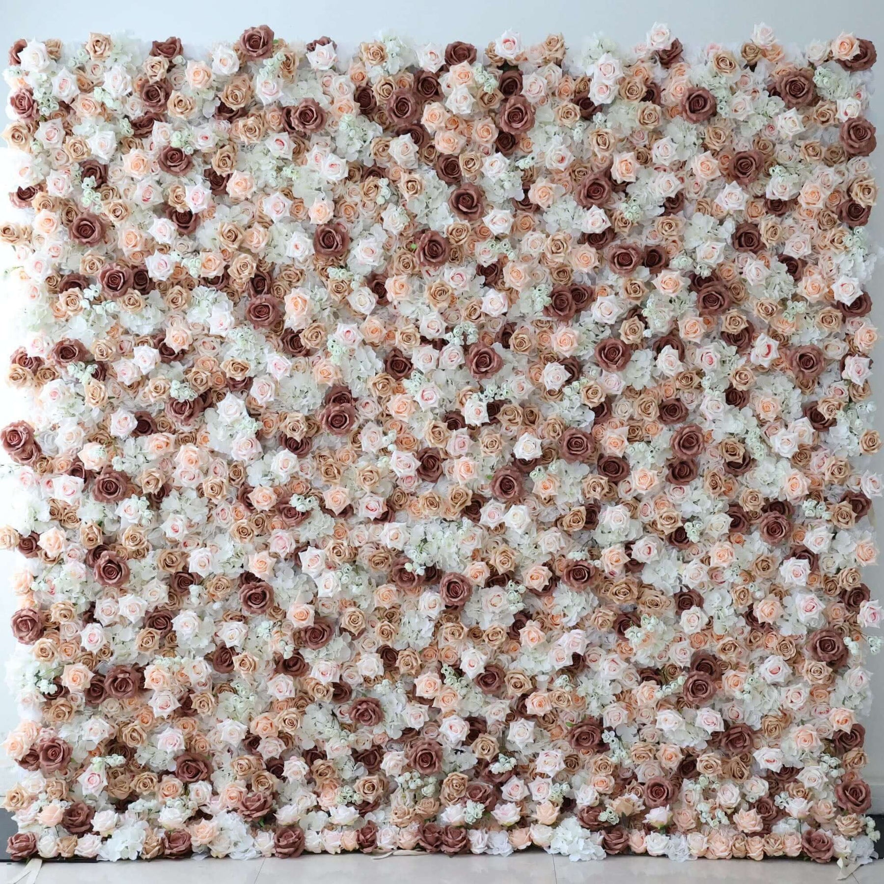 Roseytime 3D Champagne&Brown Flower Wall Roll Up Fabric Back #RTW275