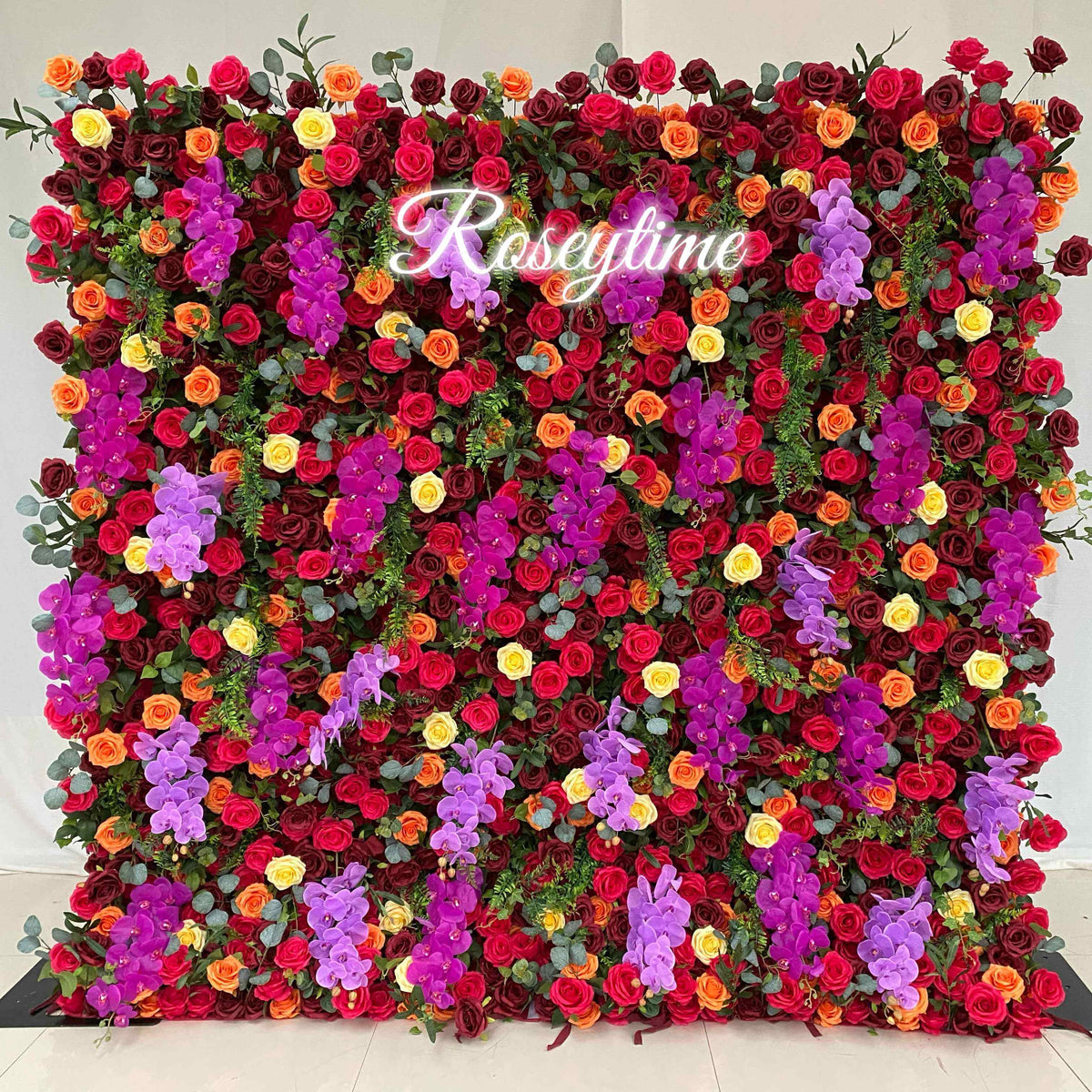 Roseytime 5D Red Purple Flower Wall Roll Up Fabric Back#RTW052