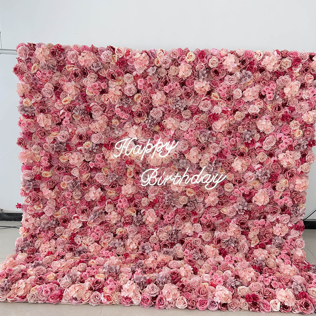 Roseytime 3D Dusty Rose Flower Wall Roll Up Fabric Back #RTW132