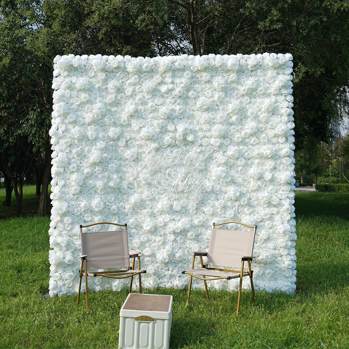 Roseytime 2D White Flower Wall Rolling Up Fabric Back #RTW014