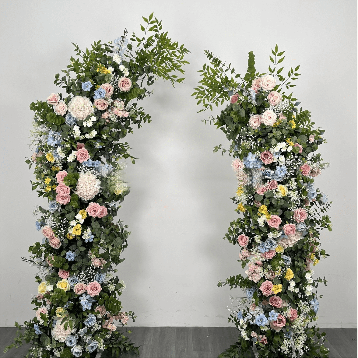 💥BF Sale: Floral Pillars Arch Green White Pink Flowers with Frame #RTP020