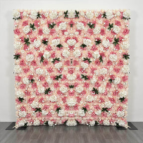 Roseytime 2D Light Pink Flower Wall Roll Up Fabric Back #RTW020