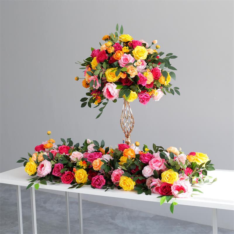 Roseytime Colorful Flower Runner Table Flower Decor#RTR049