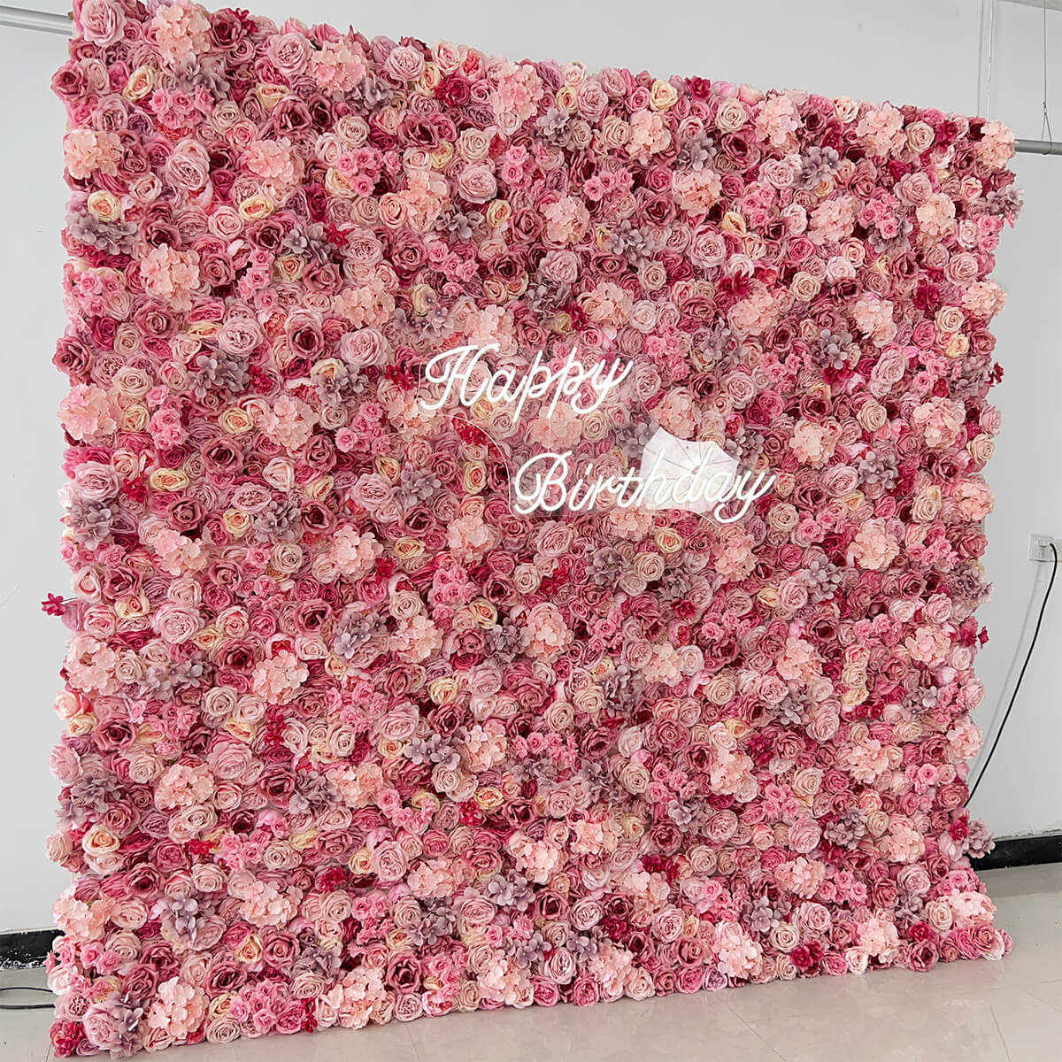 Roseytime 3D Dusty Rose Flower Wall Roll Up Fabric Back #RTW132