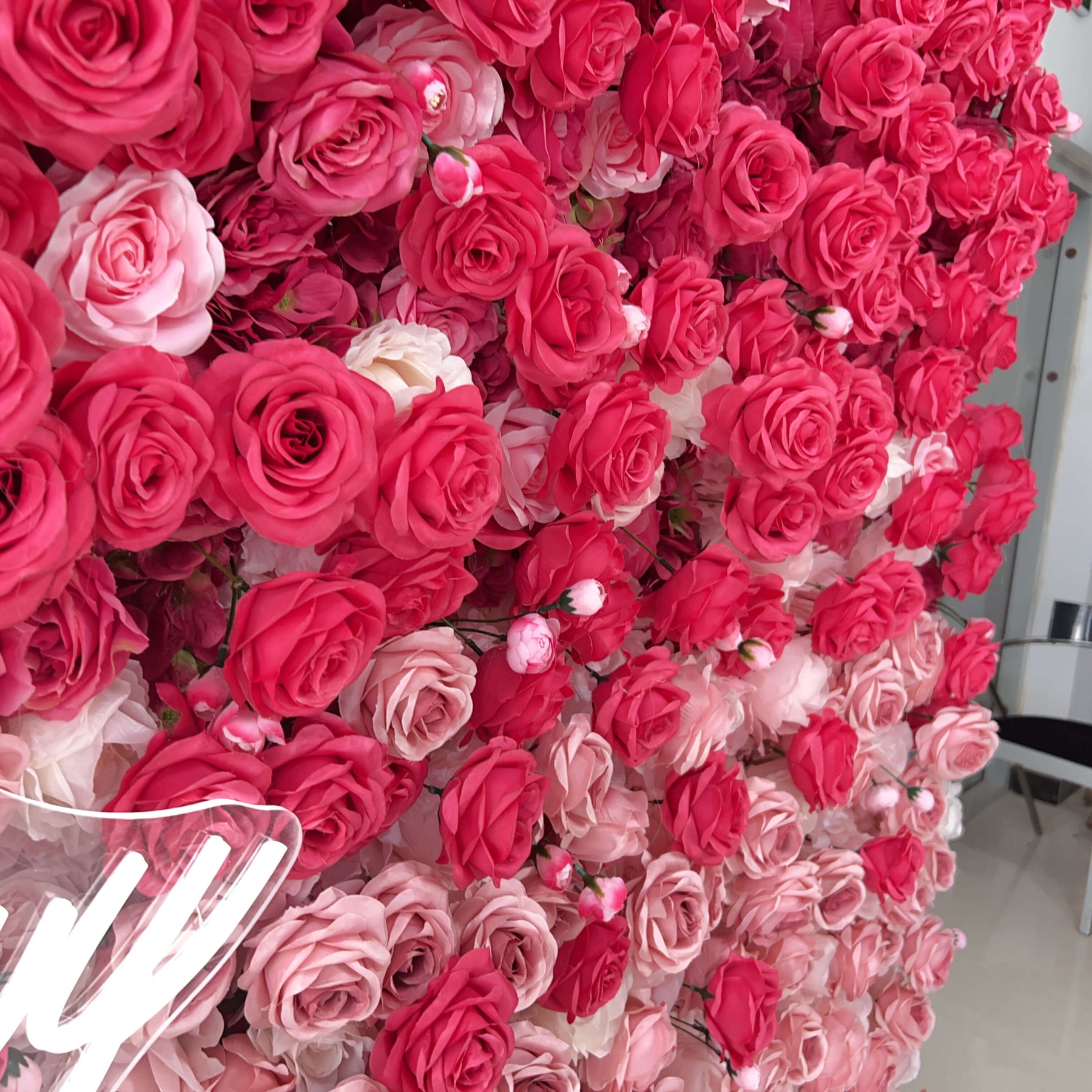 Roseytime 5D Artificial Flower Wall Backdrop Gradient Red Pink For Party Birthday Decor