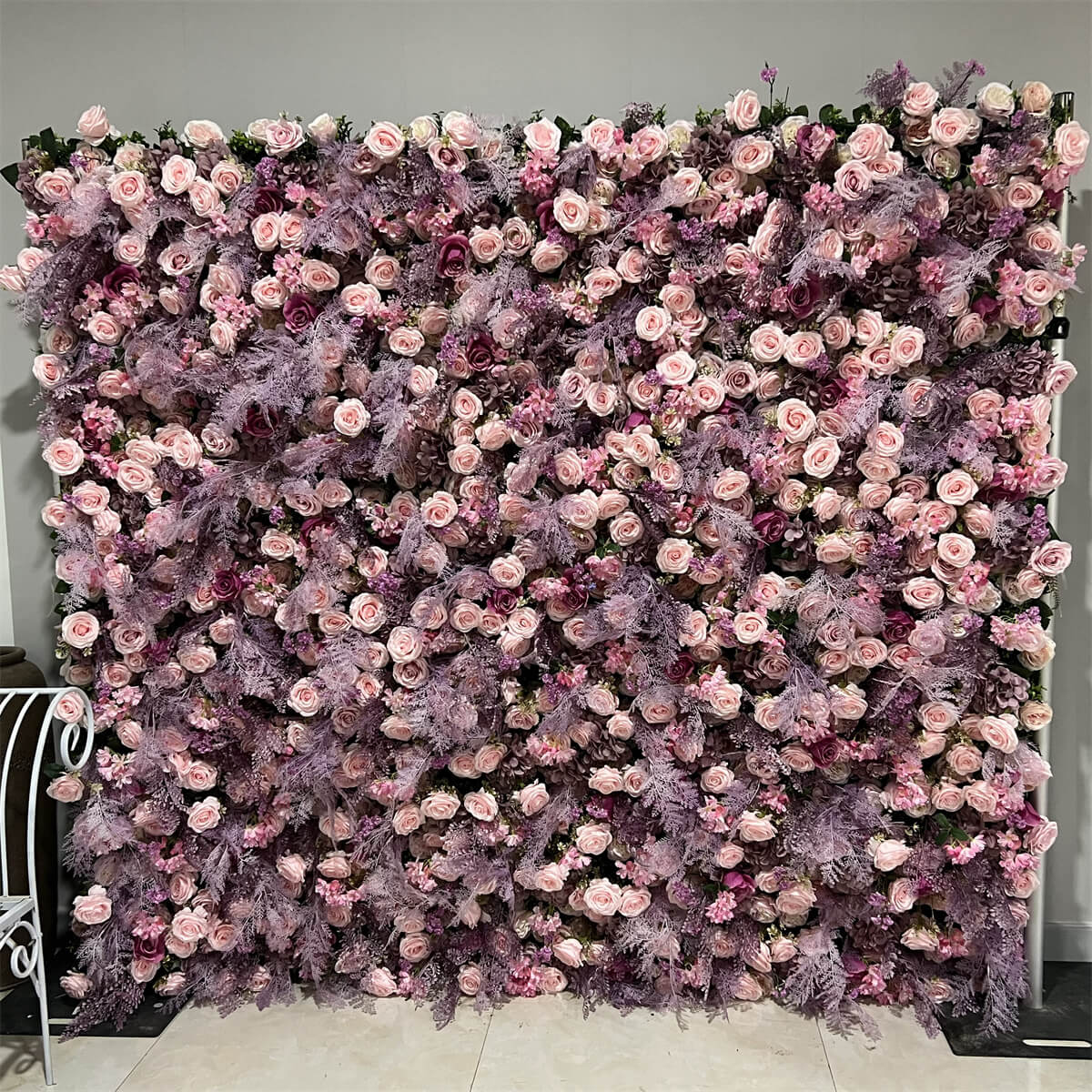 Roseytime 5D Purple Flower Wall Roll Up Fabric Back #RTW049