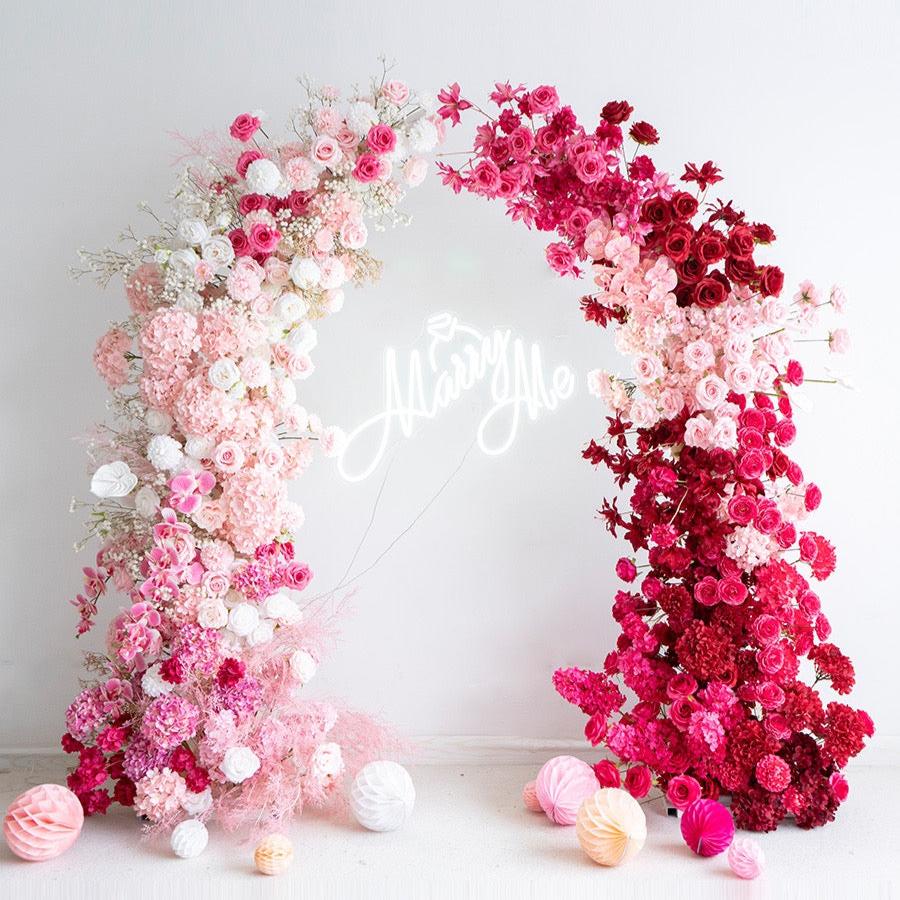 Roseytime Hot Pink Flower Pillars Arch with Frame #RTP003