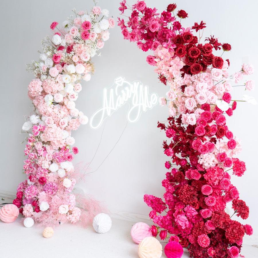 Roseytime Hot Pink Flower Pillars Arch with Frame #RTP003