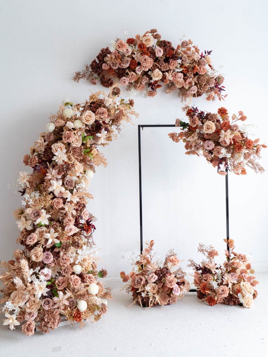 Roseytime Brown Flower Pillars Set with Frame #RTP009