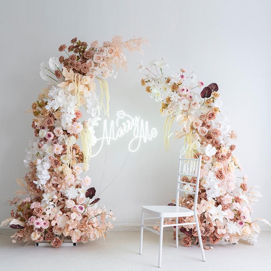 Roseytime Brown Flower Pillars Arch with Frame #RTP004