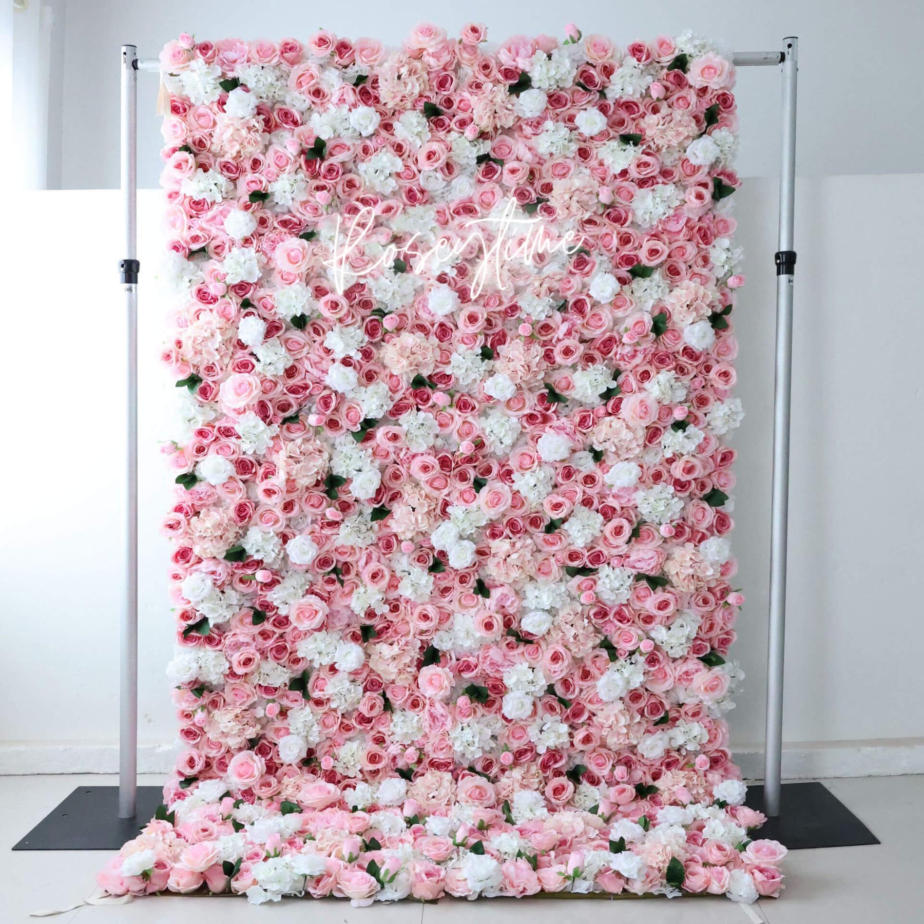 Roseytime 3D White&Pink Flower Wall Roll Up Fabric Back #RTW291