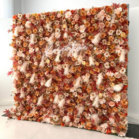 Roseytime 5D Brown Flower Wall Roll Up Fabric Back #RTW293