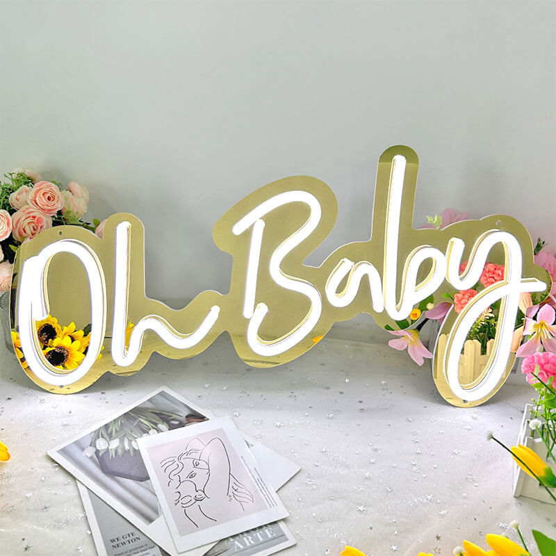 Roseytime "Oh baby" Neon Signs 22.83" x 11.22"