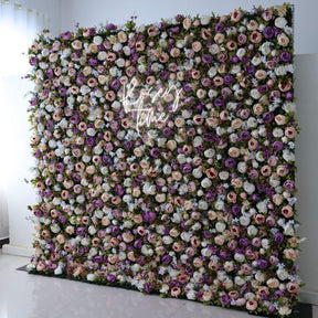 Roseytime 3D Dark Purple Flower Wall Roll Up Fabric Back #RTW305