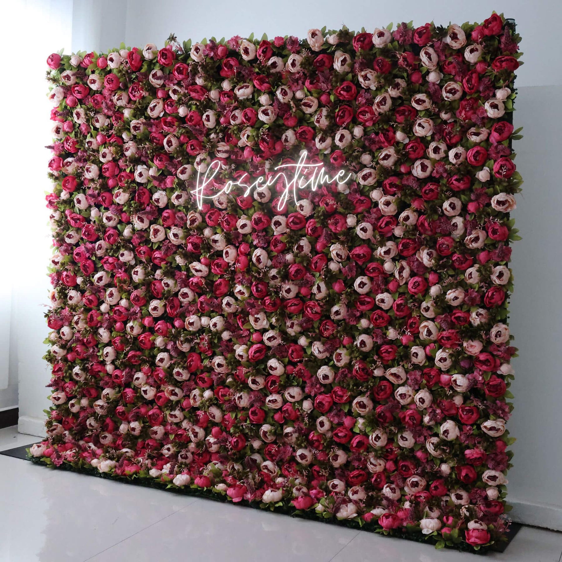 Roseytime 3D Red Flower Wall Roll Up Fabric Back #RTW303