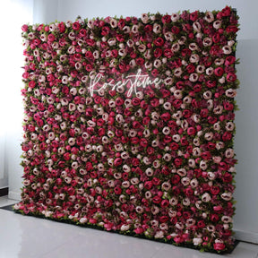 Roseytime 3D Red Flower Wall Roll Up Fabric Back #RTW303