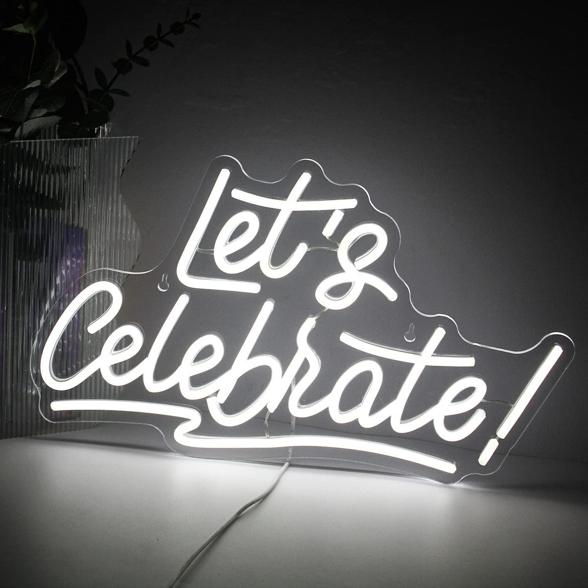 Roseytime "Let's Celebrate" Neon Signs 16.9" x 10.2"