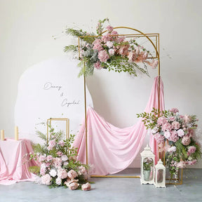 Roseytime Arch Flowers Decor Set With Pink Drape For Wedding&Event