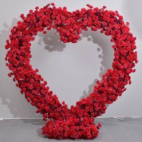 RoseyTime Red Heart Artificial Flower Arches Set With Frame Wedding Backdrop Decor