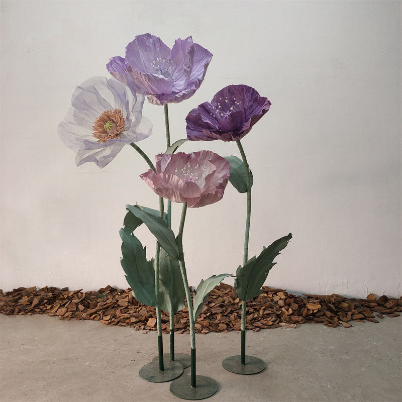 Roseytime Giant Flower Purple Poppy Set of 4