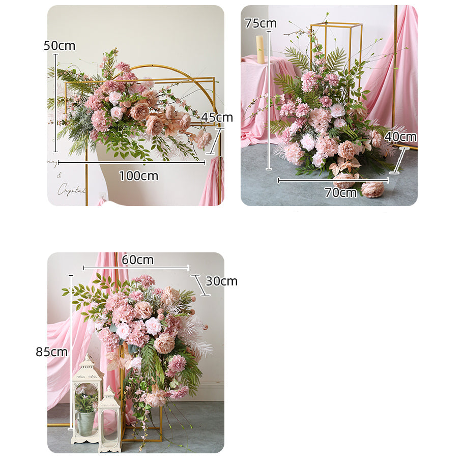 Roseytime Arch Flowers Decor Set With Pink Drape For Wedding&Event