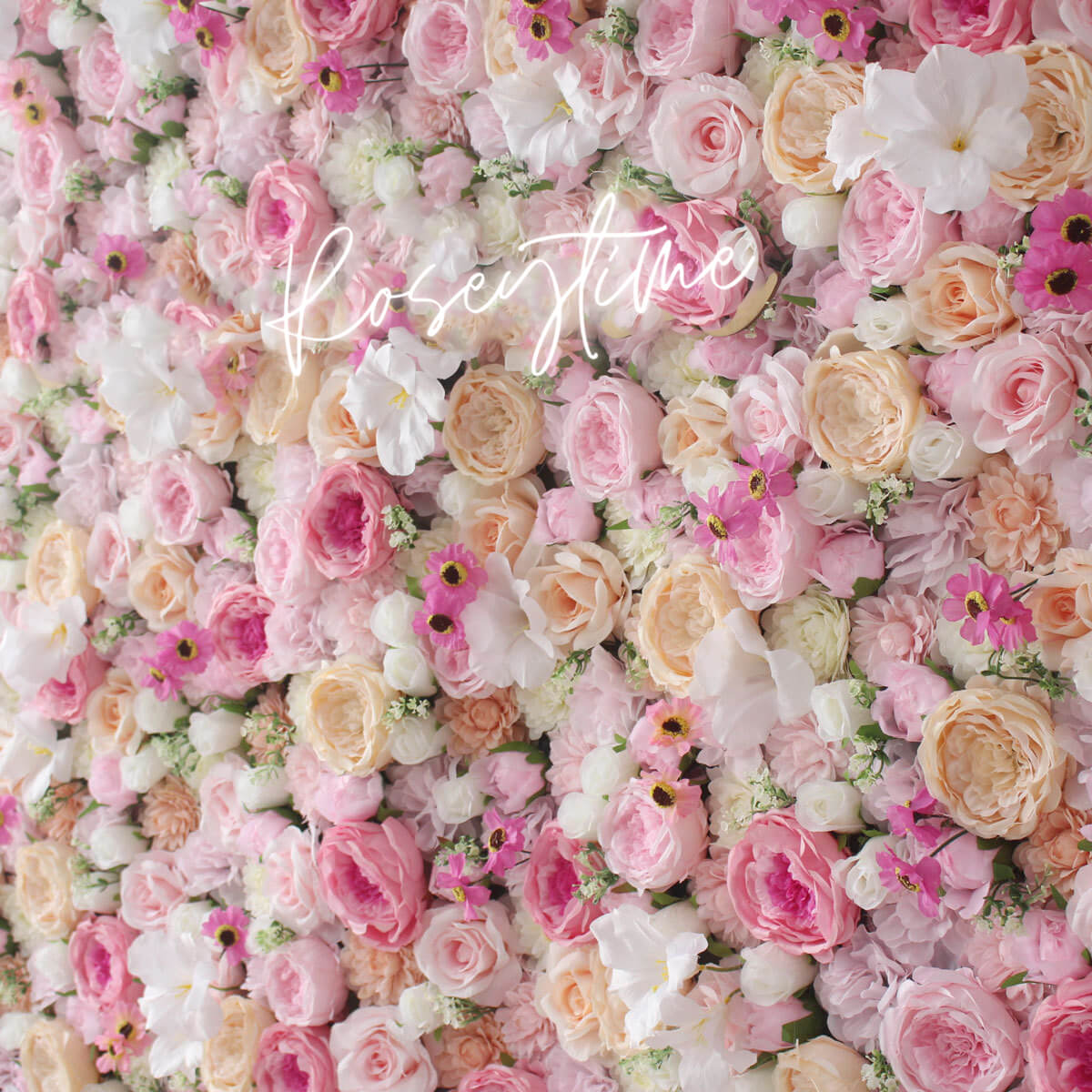 Roseytime 3D Pink Flower Wall Roll Up Fabric Back #RTW024