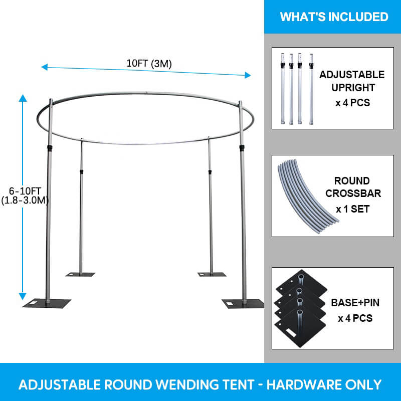 Roseytime 10ft Round Canopy Pipe and Drape Support Hardware Kit