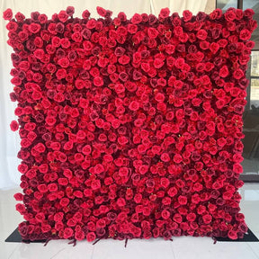 Roseytime 5D Red Flower Wall Roll Up Fabric Back #RTW009