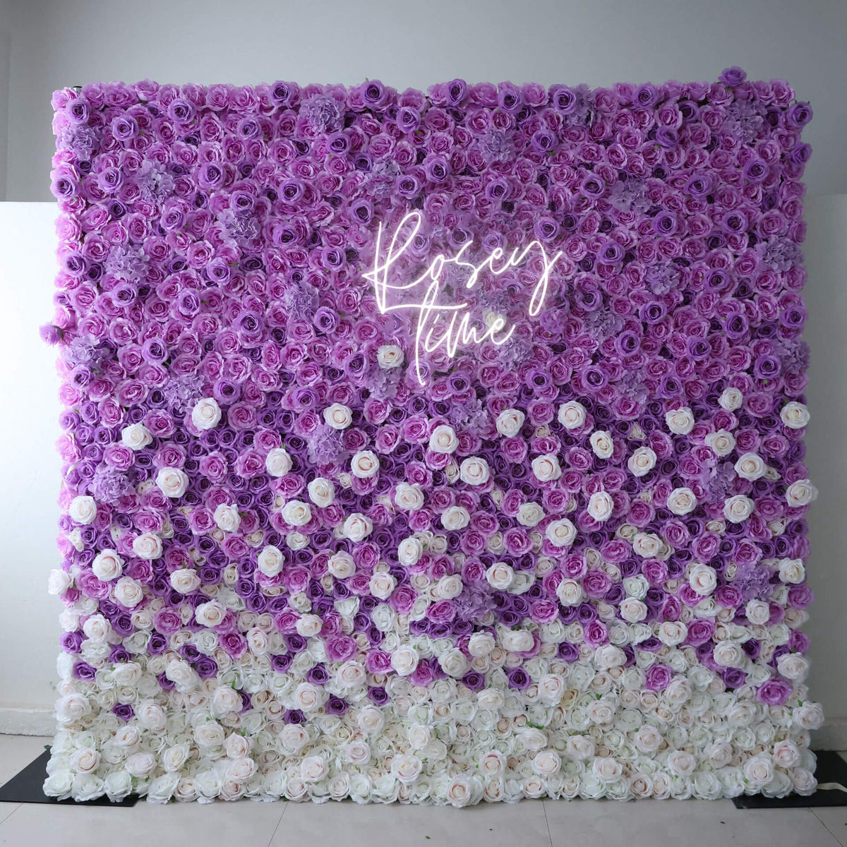 Roseytime 2D Purple Gradient Flower Wall Roll Up Fabric Back #RTW099