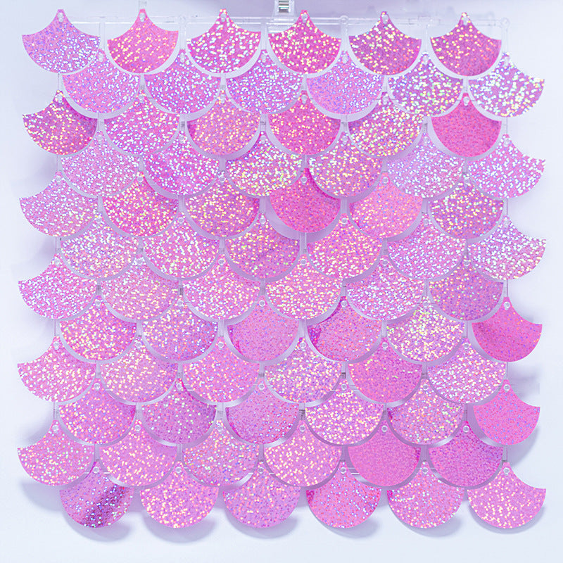 Roseytime Laser Pink Mermaid Shimmer Wall Panels Backdrop