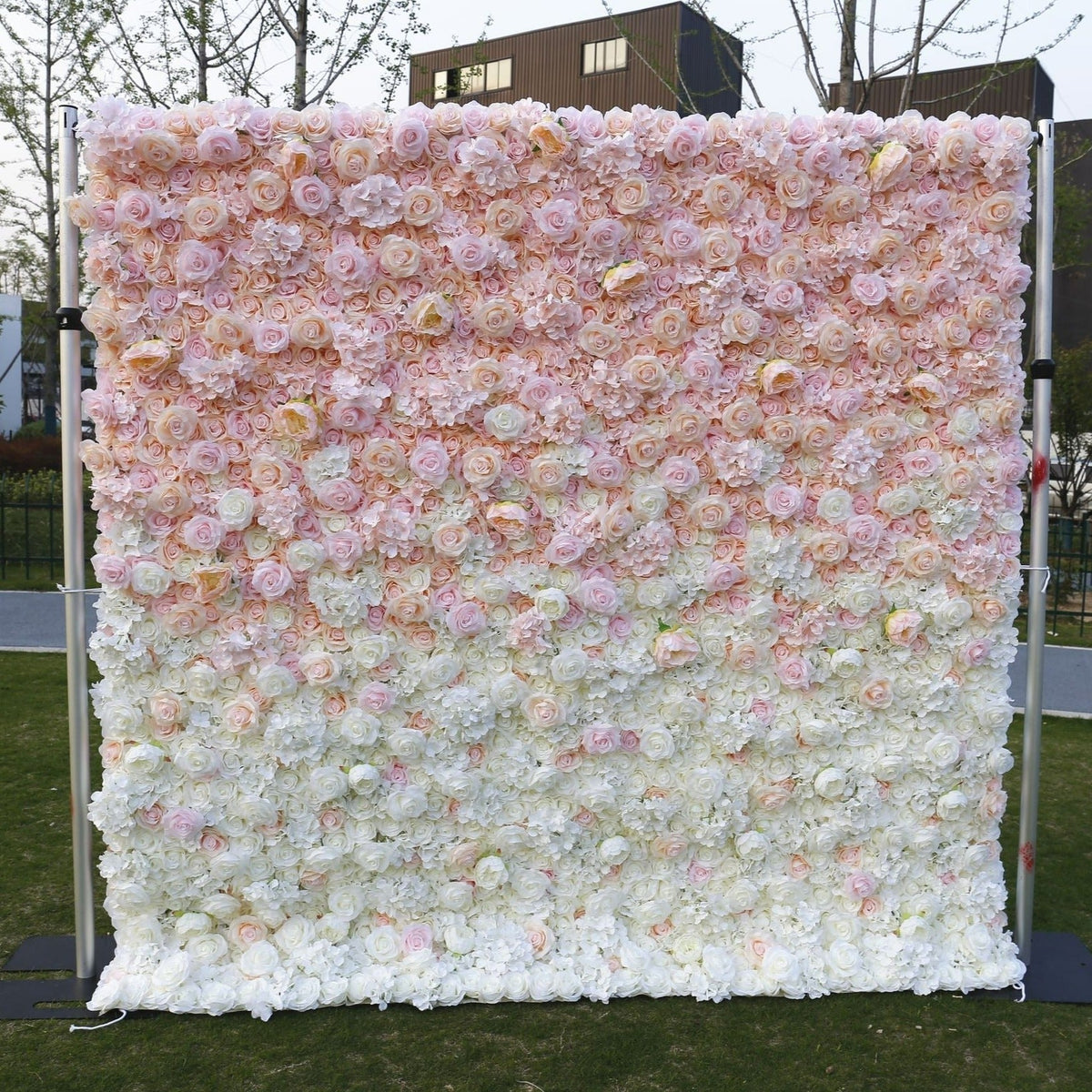 Roseytime Artificial Flower Wall Rolling Up Pink Gradient Roses Hanging Flowers Wedding Backdrop Decor for Birthday Event Party