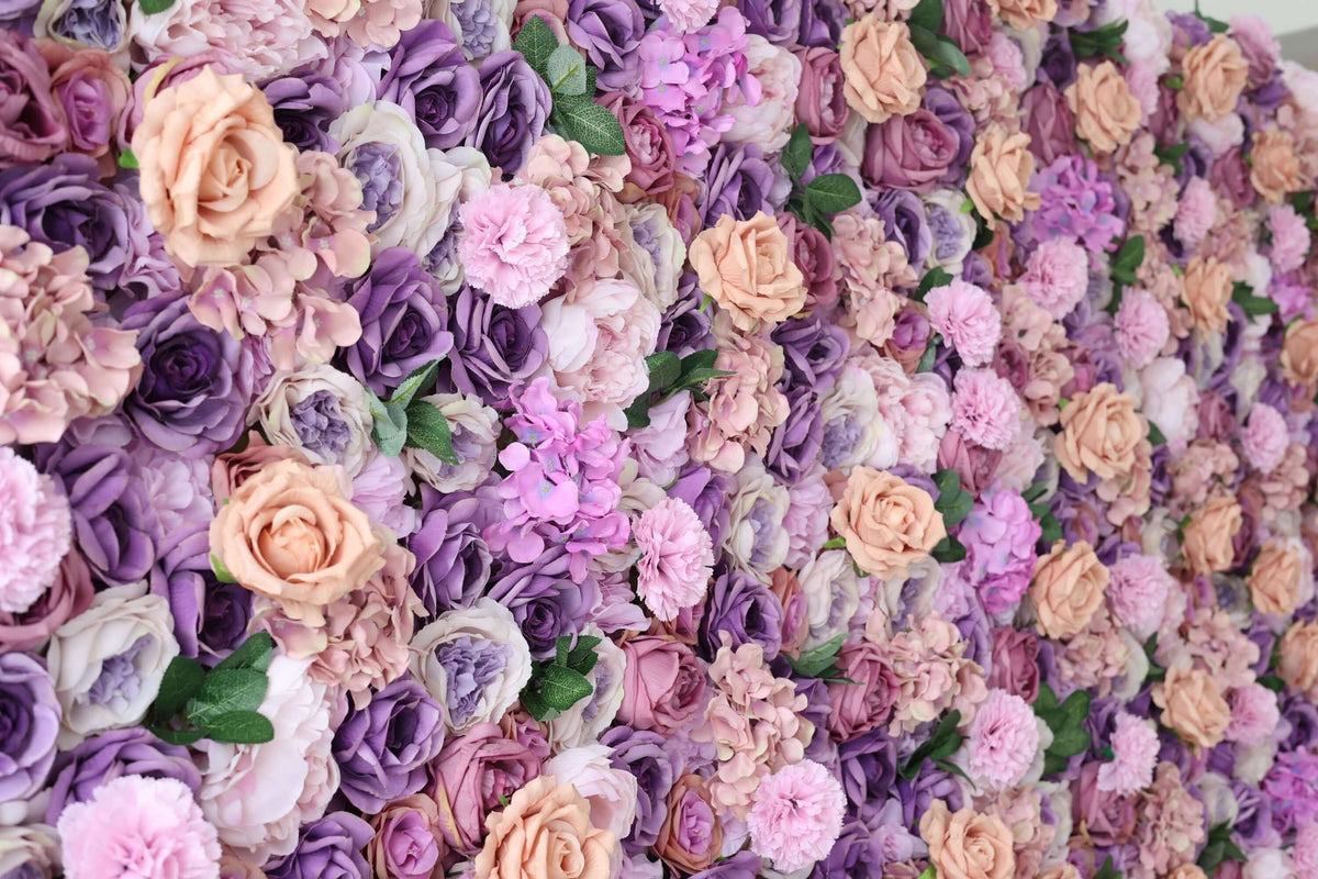 Roseytime Artificial Flower Wall Rolling Up Purple&Pink Hanging Flowers Wedding Backdrop Decor for Birthday Event Party