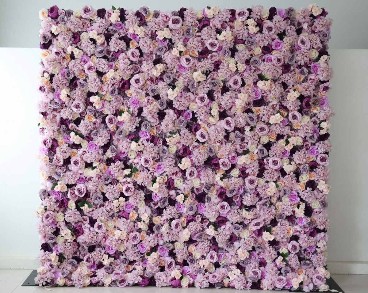 Roseytime Artificial Flower Wall Rolling Up Purple Hanging Flowers Wedding Backdrop Decor for Birthday Event Party