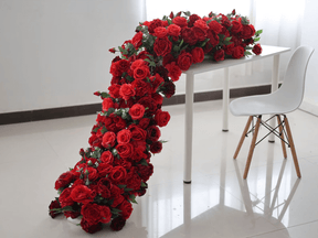 Roseytime Red Flower Rows Table Flower Runner #RTR006