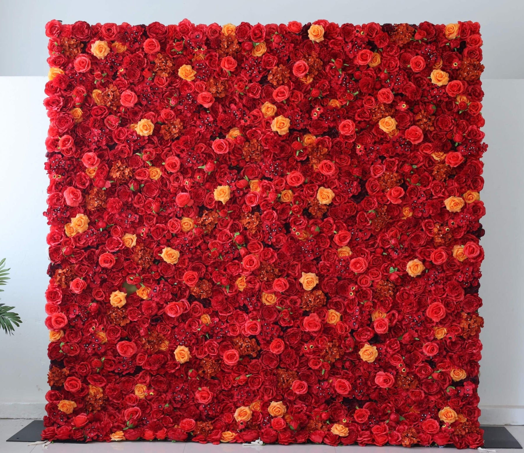 Roseytime Artificial Flower Wall Rolling Up Red&Yellow Hanging Flowers Wedding Backdrop Decor for Birthday Event Party