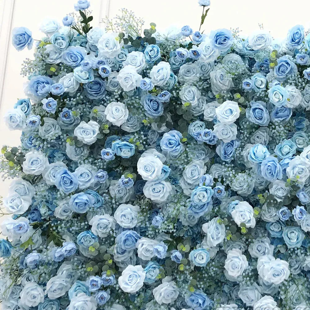 Roseytime 5D Blue Flower Wall Roll Up Fabric Back #RTW154