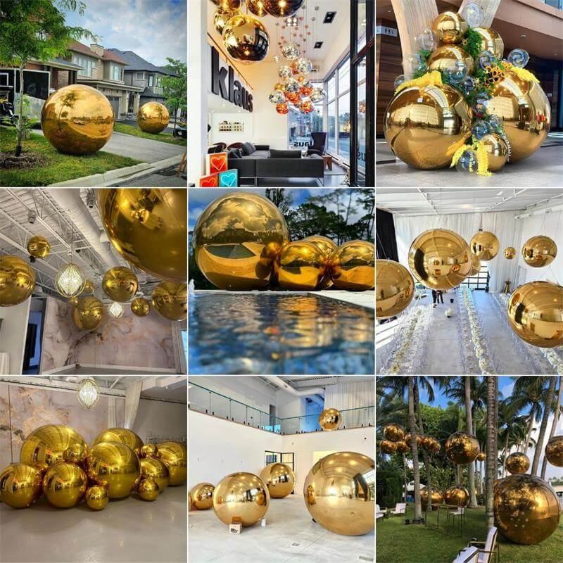 Roseytime Silver Big Shiny Inflatable Ball Reusable Giant Balloon Set