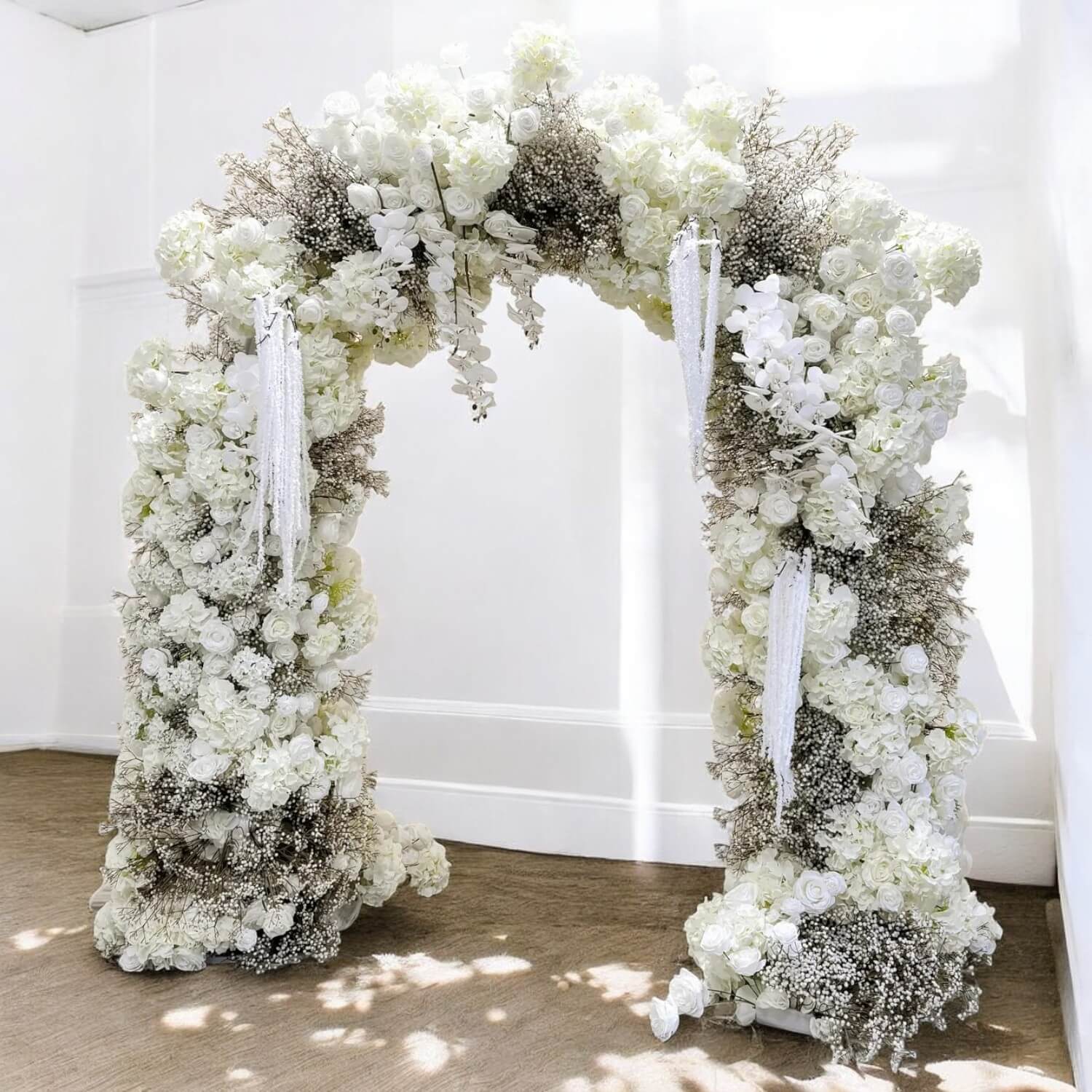 RoseyTime White Baby's Breath Flower Round Arch #RTA105