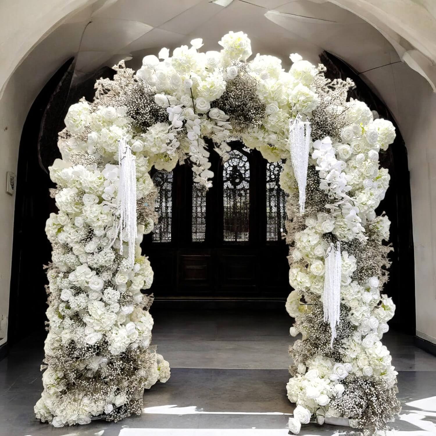 RoseyTime White Baby's Breath Flower Round Arch #RTA105