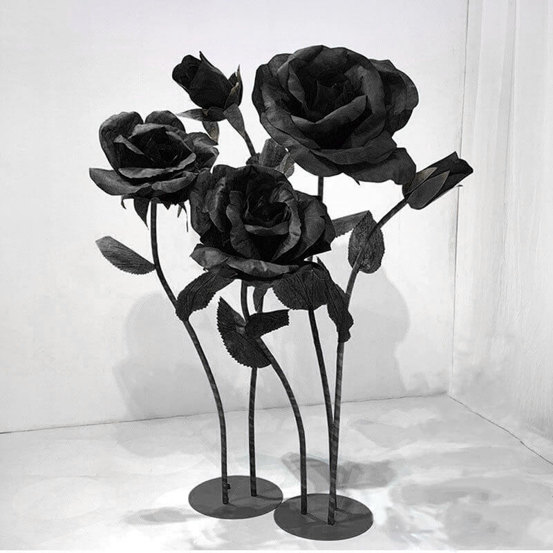 Roseytime Black Giant Paper Roses Flower Set of 5