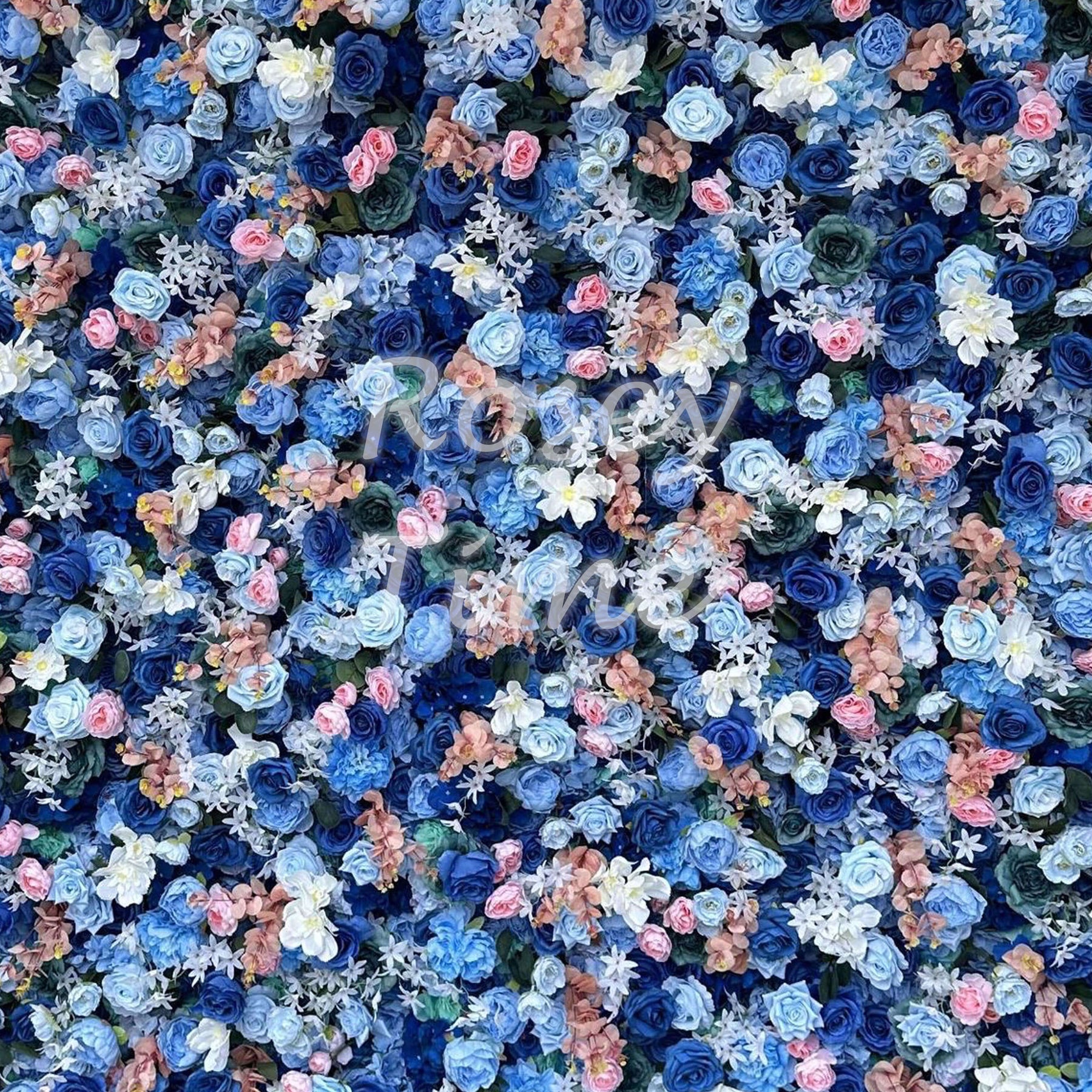 Roseytime 5D Blue Flower Wall Roll Up Fabric Back #RTW129