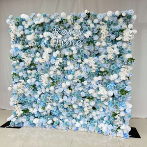 Roseytime 5D Artificial Blue Flower Wall Roll Up Fabric Back #RTW048