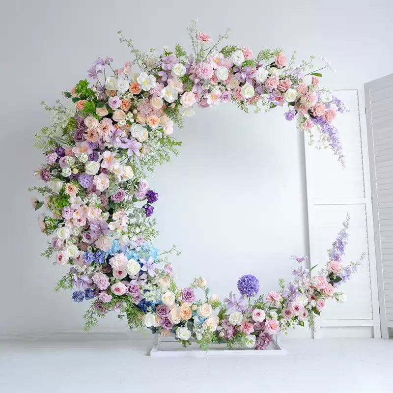 RoseyTime Pink&Purple Moon Crescent Arch Fabric Back #RTA117