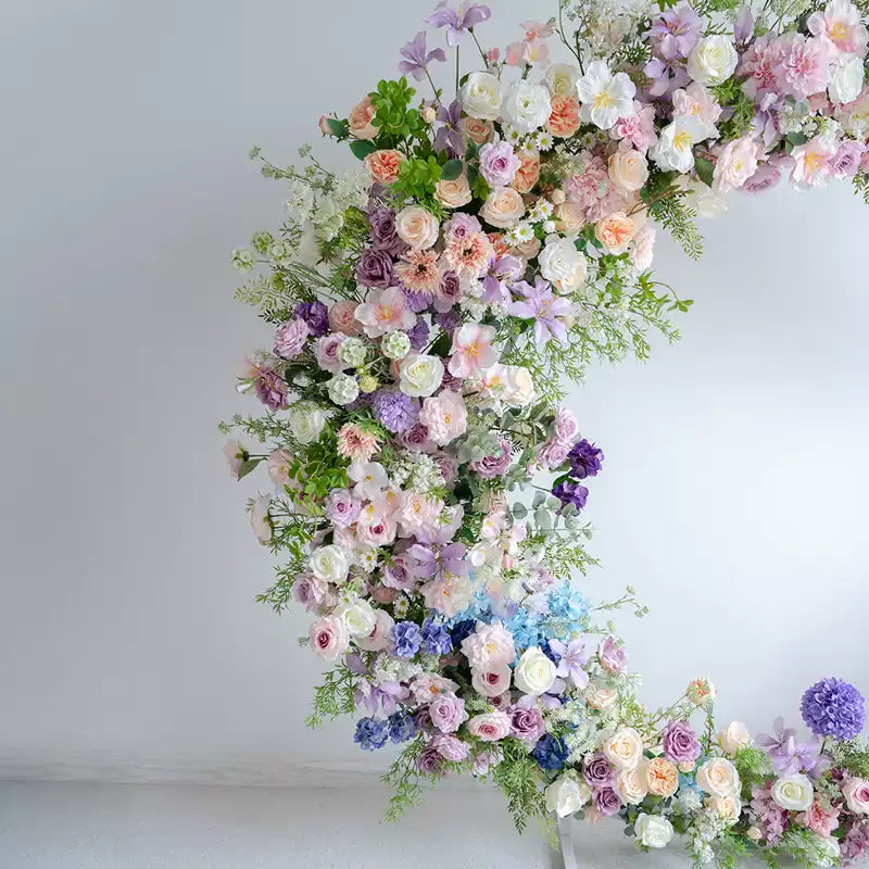RoseyTime Pink&Purple Moon Crescent Arch Fabric Back #RTA117