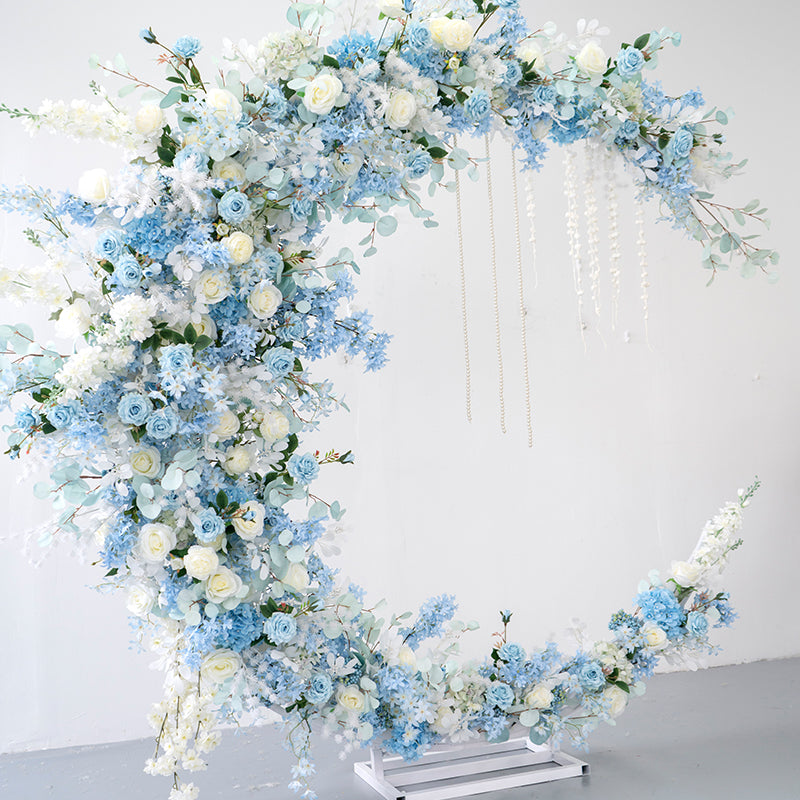 RoseyTime Artificial Flower Blue Moon Arche With Frame Fabric Back