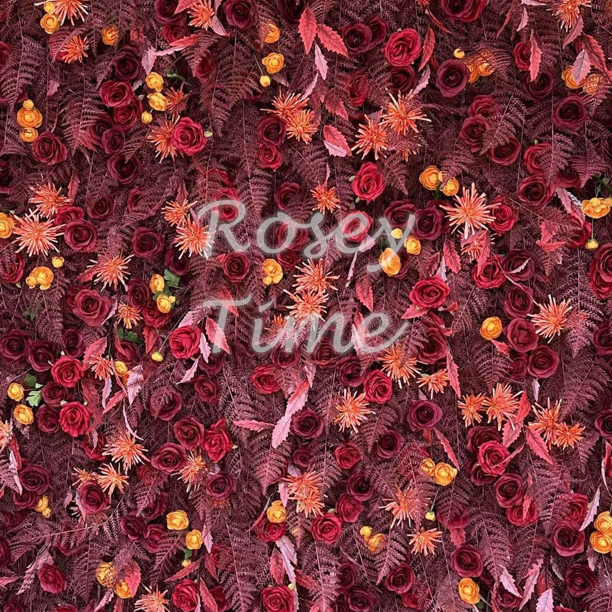 Roseytime 5D Dark Red Pampas Flower Wall Roll Up Fabric Back #RTW137