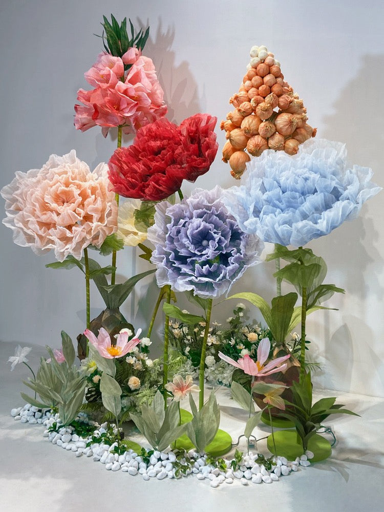 Roseytime Giant Organza Flower LED No-Electric /Electric Automatic Opening and Closing