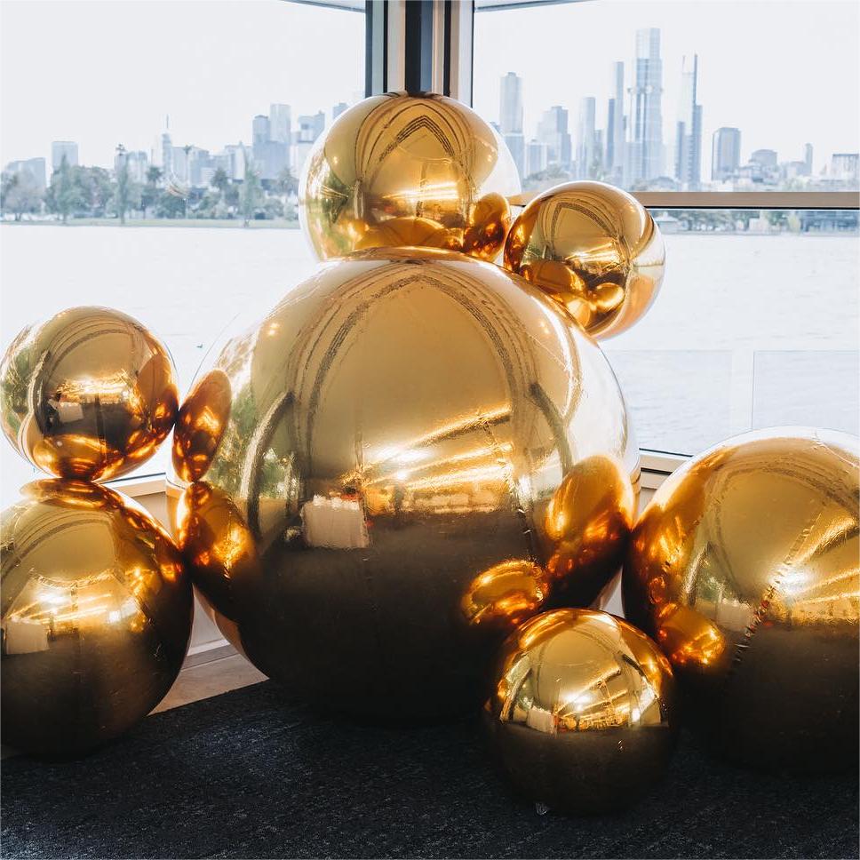 Roseytime Gold Big Shiny Inflatable Ball Reusable Giant Balloon Set